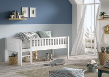 Kinderbett >Scott< mit Rollrost, 90x200cm, in Weiß, Massivholz - 208x83x105cm (BxHxT)
