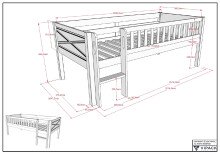 Kinderbett >Scott< mit Rollrost, 90x200cm, in Weiß, Massivholz - 208x83x105cm (BxHxT)