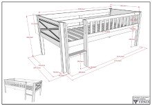 Kinderbett >Scott< Rollrost, 3 Schübe, 90x200cm, Weiß, Massivholz - 208x83x105cm (BxHxT)