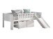 Spielbett >Scott< Rollrost, Rutsche, 90x200cm, Weiß, Massivholz - 208x83x175cm (BxHxT)