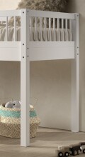 Hochbett >Buche Massiv< Rollrost, 90x200cm, Buche massiv weiß - 207,5x114x97,5 (BxHxT)