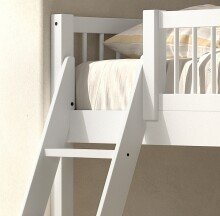 Hochbett >Buche Massiv< Rollrost, 90x200cm, Buche massiv weiß - 207,5x114x97,5 (BxHxT)