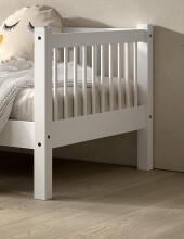 Einzelbett >Buche Massiv< Rollrost, 90x200cm, Buche massiv weiß lackiert - 207,5x68x97,5 (BxHxT)