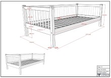 Einzelbett >Buche Massiv< Rollrost, 90x200cm, Buche massiv weiß lackiert - 207,5x68x97,5 (BxHxT)