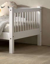 Einzelbett >Buche Massiv< Rollrost, 90x200cm, Buche massiv weiß lackiert - 207,5x68x97,5 (BxHxT)