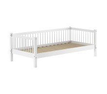 Einzelbett >Buche Massiv< Rollrost, 90x200cm, Buche massiv weiß lackiert - 207,5x68x97,5 (BxHxT)