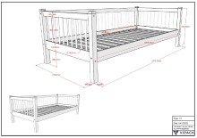 Einzelbett >Buche Massiv< Rollrost, 90x200cm, Buche massiv weiß lackiert - 207,5x68x97,5 (BxHxT)