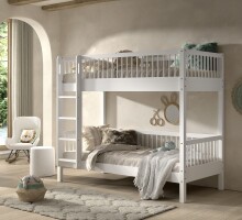 Etagenbett >Buche Massiv< Rollrost, 2x 90x200cm, Buche massiv weiß - 207,5x175,4x104,9cm (B/H/T)