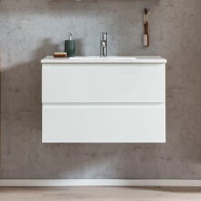 Waschtisch >Paris< in weiß, Wotaneiche, MDF - 80x56x47cm (BxHxT)