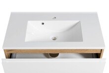 Waschtisch >Paris< in weiß, Wotaneiche, MDF - 80x56x47cm (BxHxT)