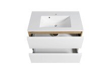 Waschtisch >Paris< in weiß, Wotaneiche, MDF - 80x56x47cm (BxHxT)