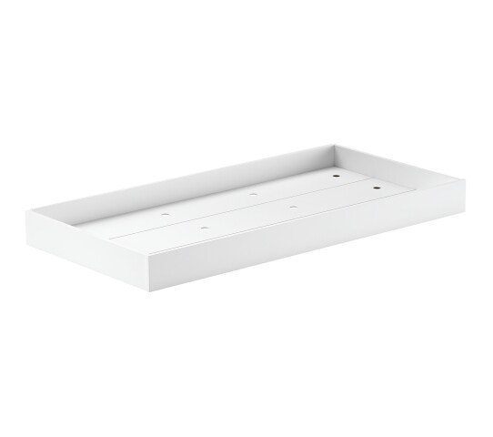 Bettschubkasten >Buche Massiv< Rollen, Buche teilmassiv weiß lackiert - 195,2x17,5x94cm (B/H/T)