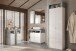 Hochschrank >HAMBURG< 2 Türen, 5 Böden, FSC, in Weiß / Beton-Optik - 64x188x35 (BxHxT)
