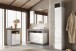 Hochschrank >HAMBURG< 1 Tür, 5 Böden, FSC, in Weiß / Beton-Optik - 35x188x35 (BxHxT)