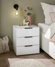 Nachtkommode >Pari< 3 Schübe, Weiß /...