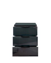 Nachtkommode >Pari< 3 Schubladen, Graphit / Glas Graphit - 46x56x40cm (BxHxT)