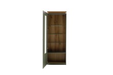 Vitrine >MONIZ< 1 Tür, LED, in Salbei grün / Eichenfarben Dekor - 70x197x38 (BxHxT)