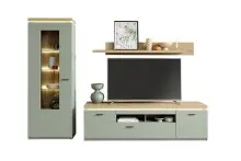 Wohnwand >MONIZ< (3-teilig) mit LED, Salbei...