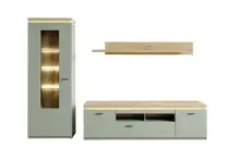 Wohnwand >MONIZ< (3-teilig) mit LED, Salbei...