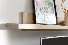 Wohnwand >MONIZ< (3-teilig) mit LED, Salbei grün/Eiche Evoke Dekor - 324x198x44 (BxHxT)