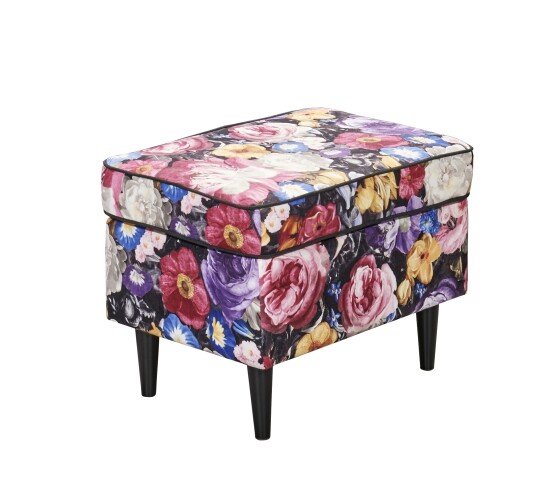 Fußhocker >LAUREL< in Flower; rose - 63x43x42 (BxHxT)