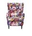 Ohrensessel >LAUREL< (Sessel mit Hocker) in Flower - 78x102x98 (BxHxT)