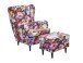 Ohrensessel >LAUREL< (Sessel mit Hocker) in Flower - 78x102x98 (BxHxT)