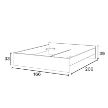 Bettgestell >ENZO< in Nodi Eiche - 166x33x206 (BxHxT)