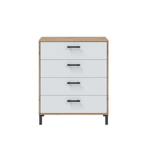 Kommode >ENZO< in Nodi Eiche/Artik Weiß - 78x94x40 (BxHxT)