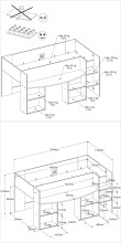Jugendzimmer-Set >Pirouette 16< (2-teilig) in Weiss, mit drehbaren Elementen in Rosa oder Grau