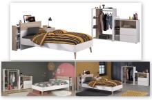 Jugendzimmer-Set >Aalborg 5< (5-teilig) in Weiße / Eiche Dekor