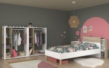 Jugendzimmer-Set >Aalborg 6< (5-teilig) in Weiße / Eiche Dekor