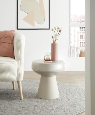 Beistelltisch >1166< in Creme, Eisen