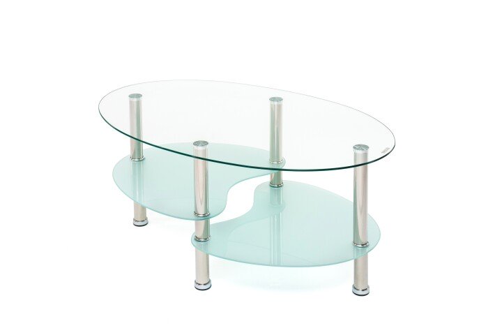 Couchtisch >5/194< Ablageböden, in Klarglas / Glas sandgestrahlt - 90x43x55cm (BxHxT)