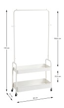 Kleiderständer >54399< auf Rollen, in weiß, Metall-Stahlrohr - 85x155x31cm (BxHxT)