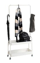 Kleiderständer >54399< auf Rollen, in weiß, Metall-Stahlrohr - 85x155x31cm (BxHxT)