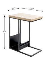 Beistelltisch >54459< in eiche, schwarz, MDF,...