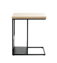 Beistelltisch >54459< in eiche, schwarz, MDF, Metall - 30x60x50cm (BxHxT)