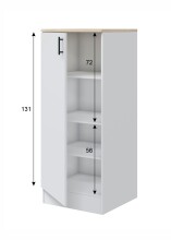 Küchenblock >KIRA< in Weiß glänzend / Eiche Dekor - 300x211x60 (BxHxT)