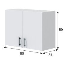 Küchenblock >KIRA< in Weiß glänzend / Eiche Dekor - 300x211x60 (BxHxT)