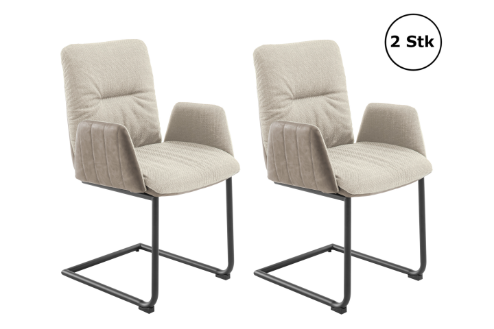Freischwinger >DAX< (2er-Set) mit Armlehnen, in creme - 58x92x58 (BxHxT)