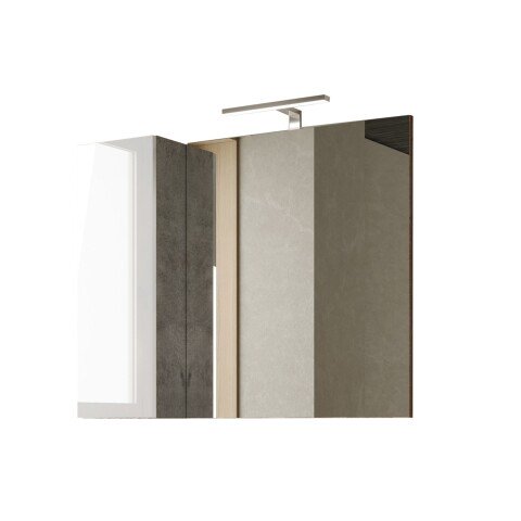 Badezimmerspiegelschrank >HAMBURG< in Weiß / Beton-Optik - 92x75x18 (BxHxT)