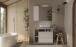 Badezimmerspiegelschrank >HAMBURG< in Weiß / Beton-Optik - 92x75x18 (BxHxT)