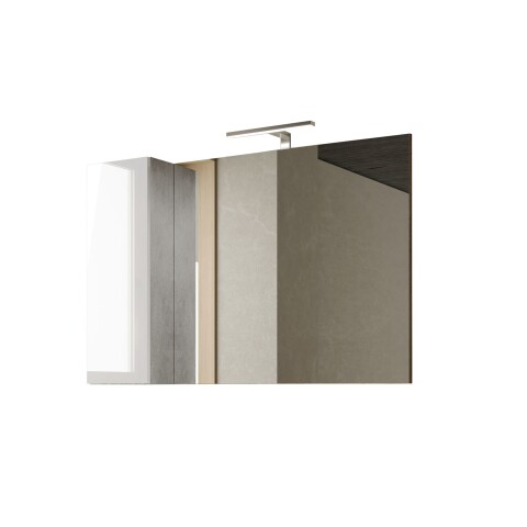 Badezimmerspiegelschrank >HAMBURG< in Weiß / Beton-Optik - 110x75x18 (BxHxT)