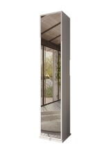 Hochschrank >HAMBURG< 360° drehbar, Spiegel / Weiß hochglanz - 35x185x35 (BxHxT)