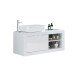 Waschtisch-Set >BASIC< Keramik-Waschbecken, weiß hochglanz - 110x61x47cm (BxHxT)