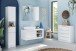 Badezimmerspiegelschrank >BASIC< LED-Beleuchtung, in weiß hochglanz - 92x75x18 (BxHxT)