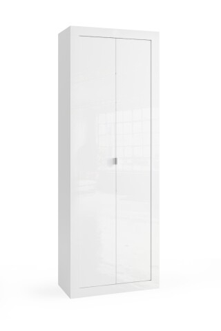 Hochschrank >BASIC< 2 Türen, weiß hochglanz, Holzwerkstoff
 - 70x195x35cm (BxHxT)