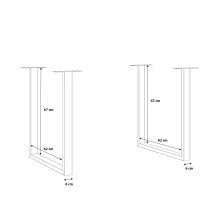 Tischgestell >TABLES< (2er-Set) U-Form, in Metall - Rohstahl - 71x70,3x19,2cm (BxHxT)