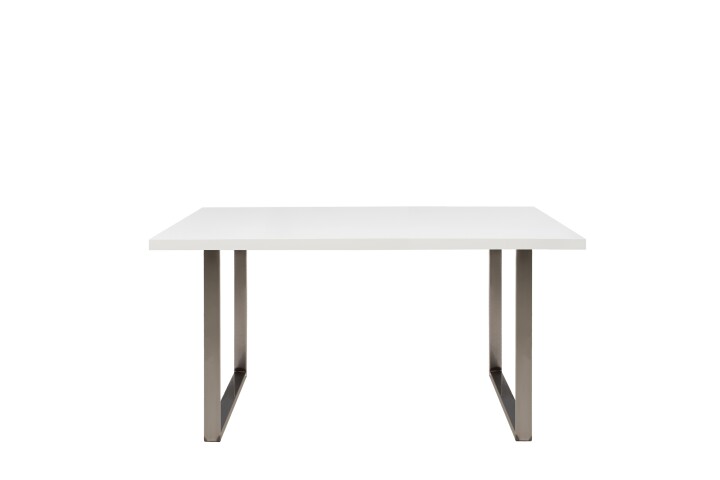 Esstisch >TABLES< in Weiß, Metallfüße U-rohstahl - 140x74,7x90cm (BxHxT)